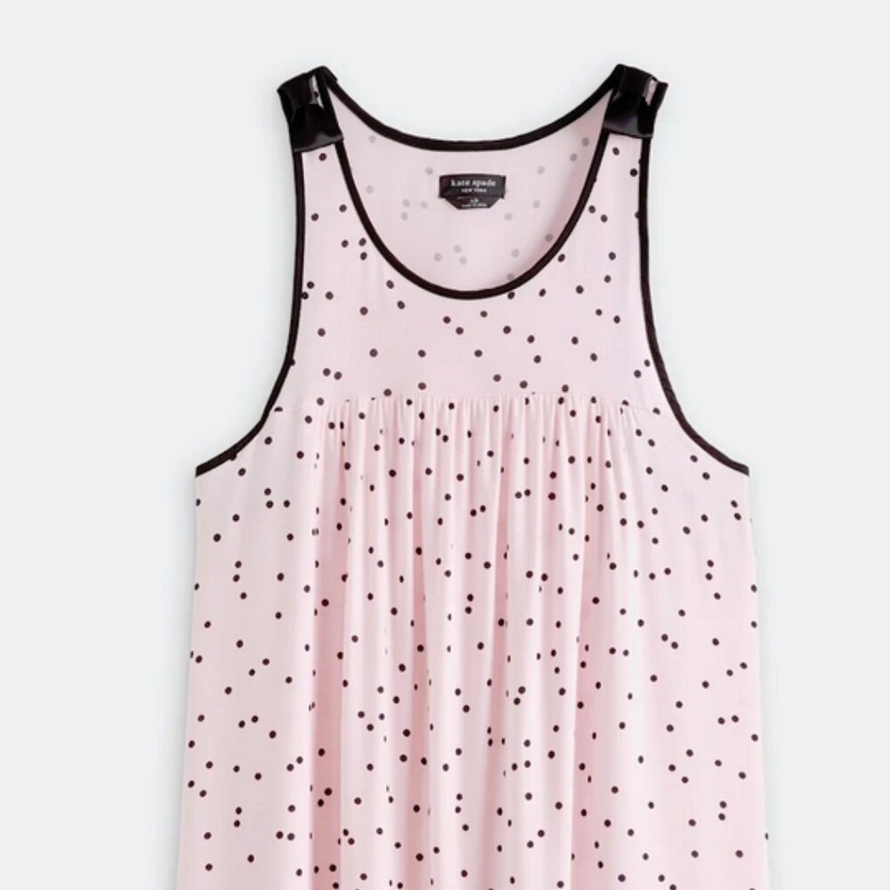 KATE SPADE NEW YORK STRAPPY SLEEP CHEMISE - NWT - PINK w/BLACK DOTS - SIZE LARGE